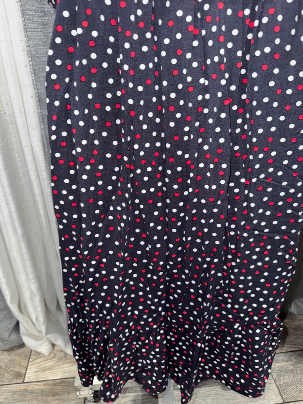 ZARA- Navy Polka Dot Wrap Midi Dress Size: XS - Picture 14 of 15